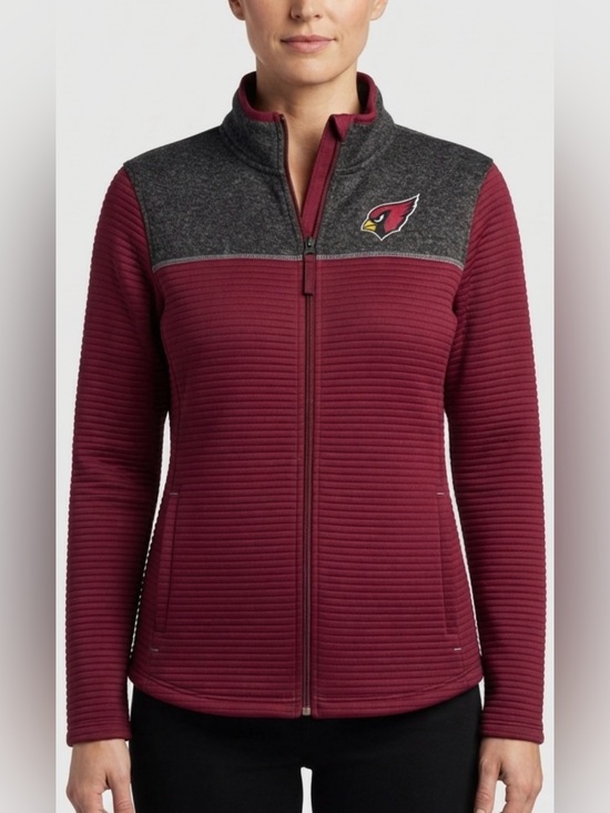 NFL Jackets & Blazers - NFL Team Apparel Arizona Cardinals Zip Fleece Jacket Red Grey Women's M